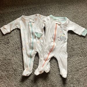 Set of 2 LuvGear Neutral Sleep n Play Pajamas Sz 3 mos
